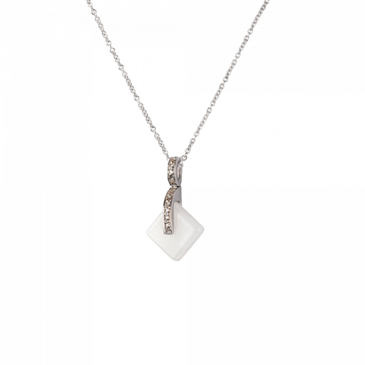 Daum - Eclipse Crystal Simple Pendant Necklace in White - Time for a Clock