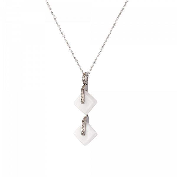 Daum - Eclipse Crystal Double Pendant Necklace in White - Time for a Clock