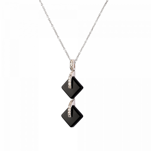 Daum - Black Double Crystal Eclipse Pendant Necklace - Time for a Clock