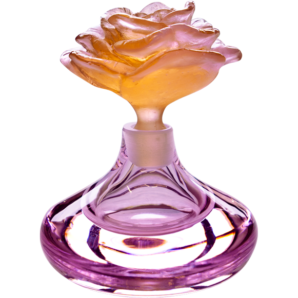 Daum - Crystal Rose Romance Perfume Bottle in Pink - Time for a Clock
