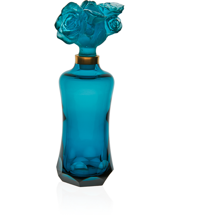 Daum - Crystal Rose Romance Prestige Perfume Bottle in Blue - Time for a Clock