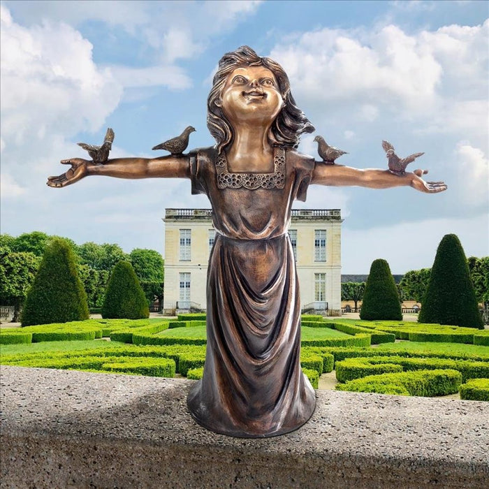 Design Toscano Basking in Gods Glory, Little Girl Cast Bronze Garden Statue