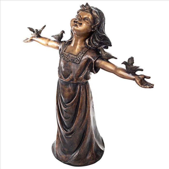 Design Toscano Basking in Gods Glory, Little Girl Cast Bronze Garden Statue