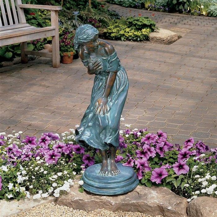 Design Toscano Windblown Maiden Cast Bronze Garden Statue