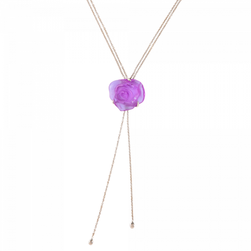 Daum - Rose Passion Crystal Sautoir Necklace in Ultraviolet/Silver - Time for a Clock