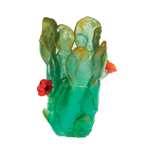 Daum - Green Crystal Cactus Vase - Time for a Clock