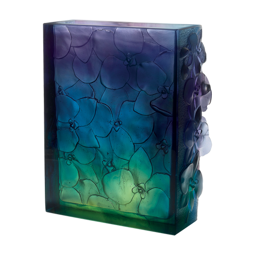 Daum - Crystal Orchid Vase in Blue, Green, & Purple - Time for a Clock