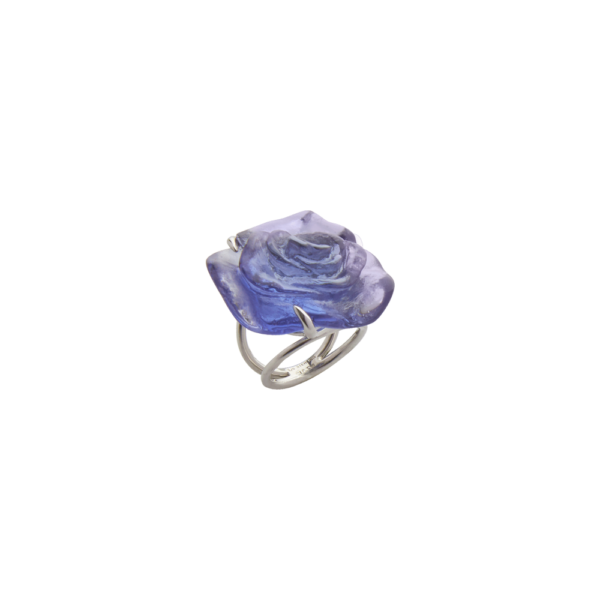 Daum - Rose Passion Crystal Ring in Blue - Time for a Clock