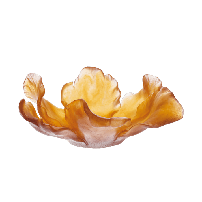 Daum - Large Crystal Tulip Bowl in Amber - Time for a Clock