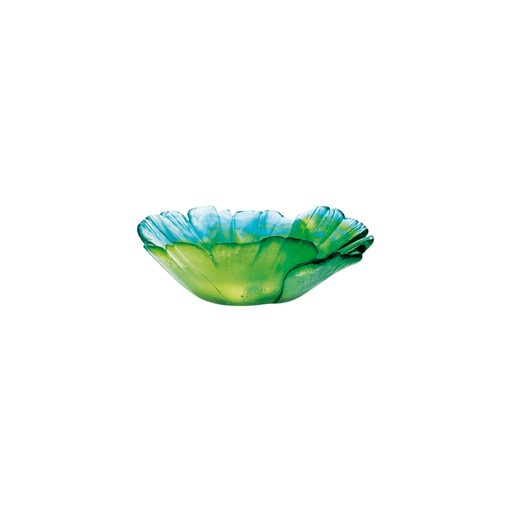 Daum - Small Crystal Ginkgo Bowl in Green - Time for a Clock
