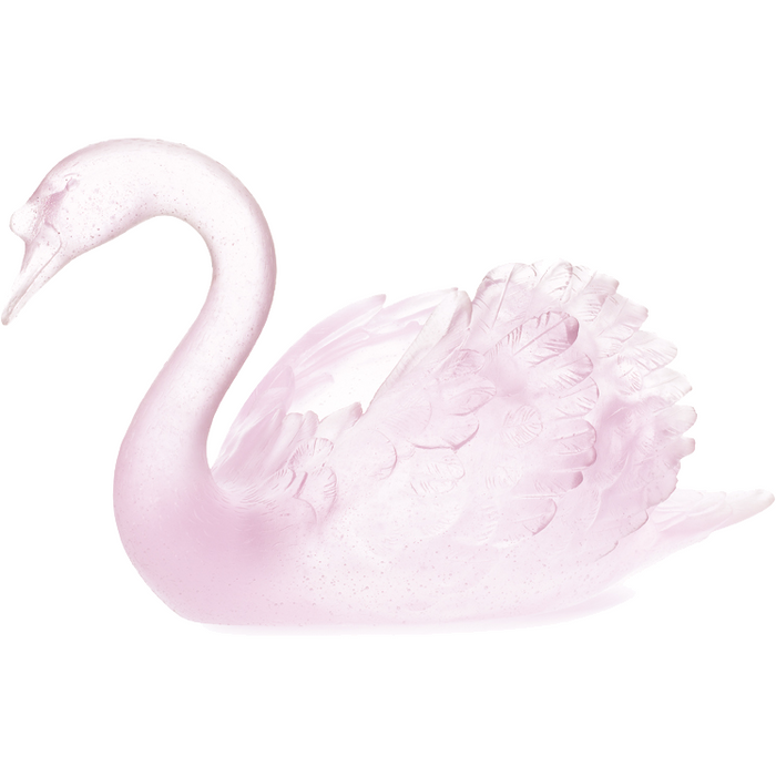 Daum - Crystal Swan in Pink 500 Ex - Time for a Clock