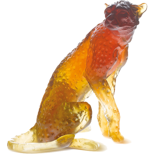 Daum - Crystal Amber Cheetah by Jean-François Leroy 1000 Ex - Time for a Clock