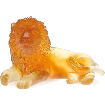 Daum - Crystal Mini Lion in Amber - Time for a Clock