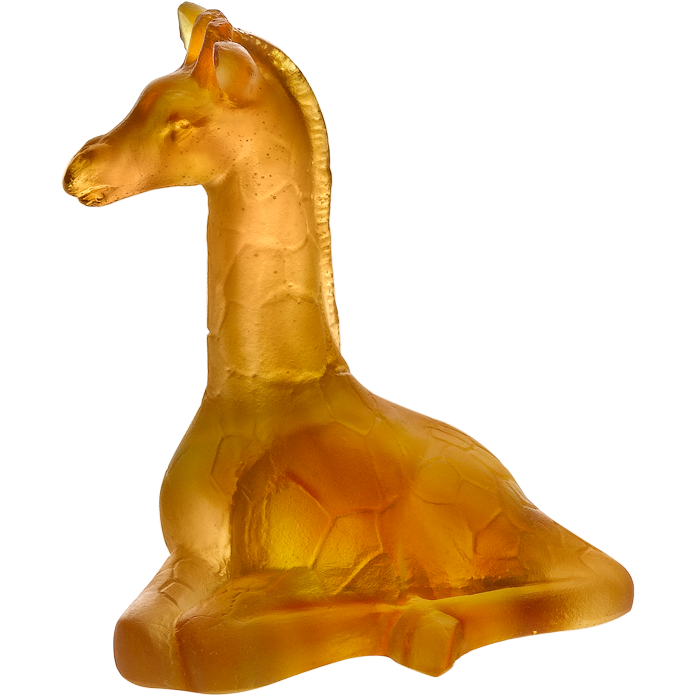 Daum - Crystal Mini Giraffe in Amber - Time for a Clock