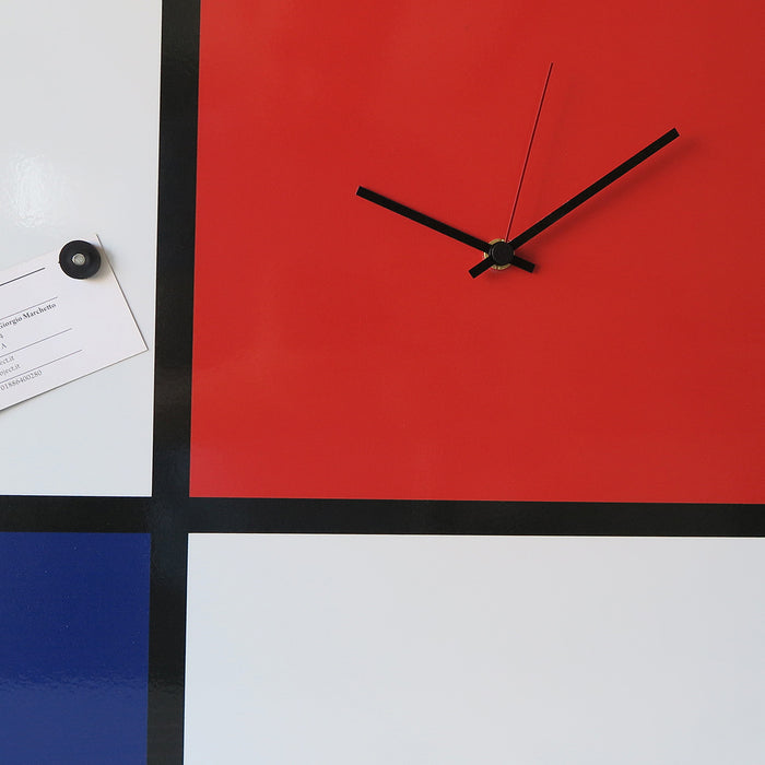 Design Object - Mondrian Magnetic Board Wall Clock - Made in Italy - Time for a Clock