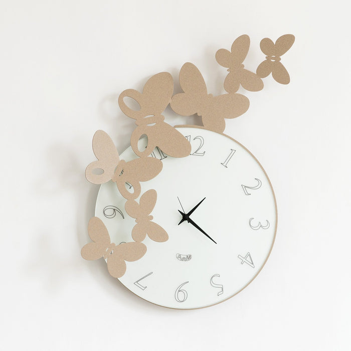 Arti e Mestieri Butterfly Round Wall Clock - Made in Italy
