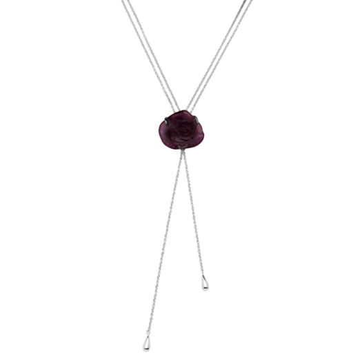 Daum - Rose Passion Crystal Sautoir Necklace in Black - Time for a Clock