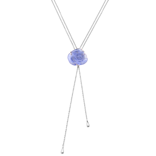Daum - Rose Passion Crystal Sautoir Necklace in Blue - Time for a Clock