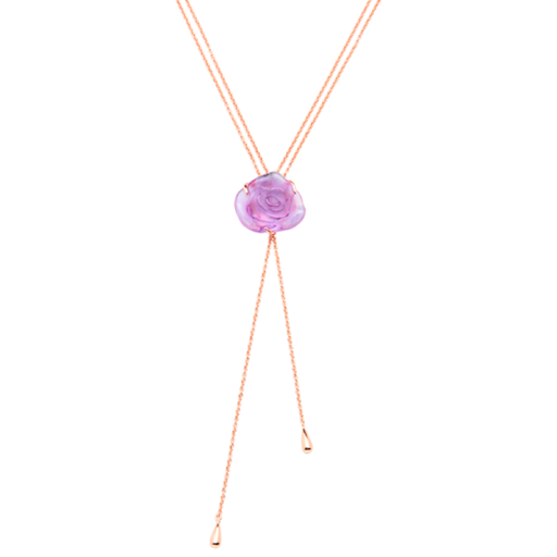 Daum - Rose Passion Crystal Sautoir Necklace in Ultraviolet - Time for a Clock