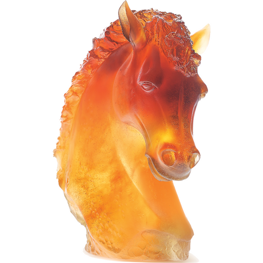 Daum - Crystal Andalusian Horse Head in Amber - Time for a Clock